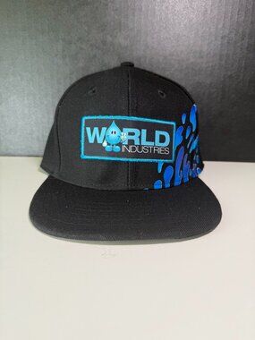 World Industries Snapback Cap Youth One Size Black Blue